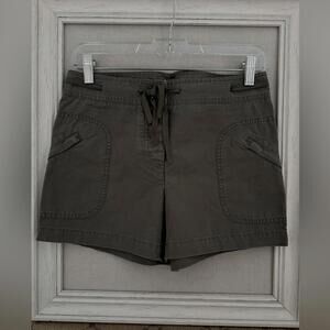 J. Crew twill army gray shorts w intertwined ribbon belt, 2 zipper pockets NWT 0